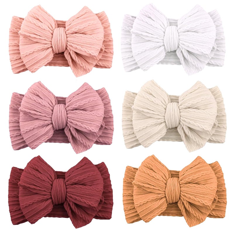 ALinmo 6 Pack Baby Headbands Super Soft Stretchy Nylon Hair Bands Hair Bows Hair Accessories for Baby Girls Newbrons infants Toddlers 03 - Image 1